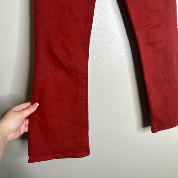 Frame Le Crop Mini Boot Jeans Fired Brick Red Flare High Rise Stretch Denim 25 - Picture 6 of 8